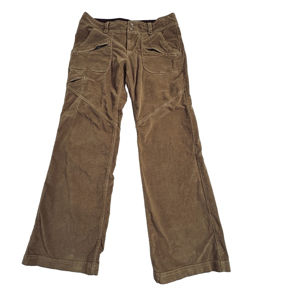 Athleta Duster Pants Size 14 Velvet Bootcut Mid-Rise Stretch Tan Camel Brown